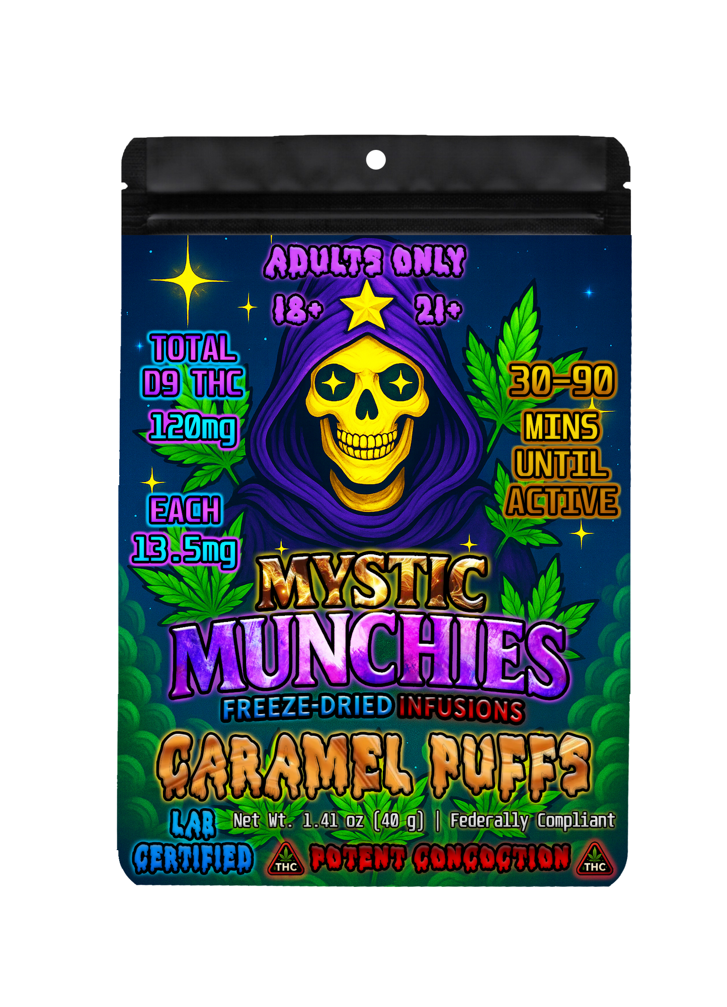 Mystic Munchies 120mg THC Caramel Puffs