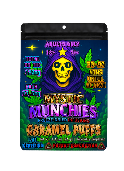 Mystic Munchies 120mg THC Caramel Puffs