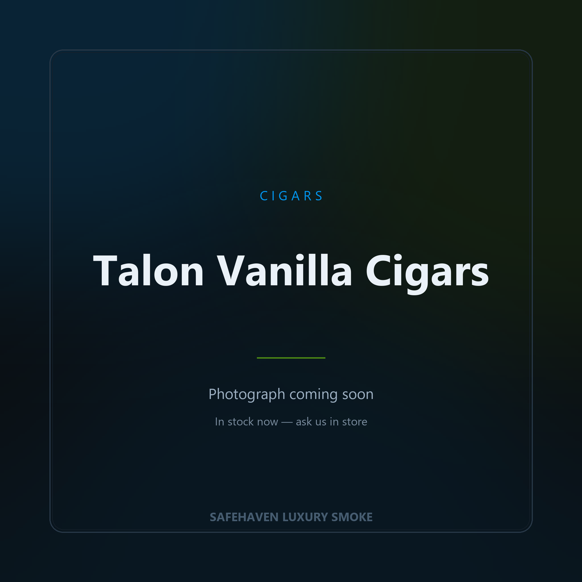 Placeholder card for Talon Vanilla Cigars — photograph pending, not a picture of the product